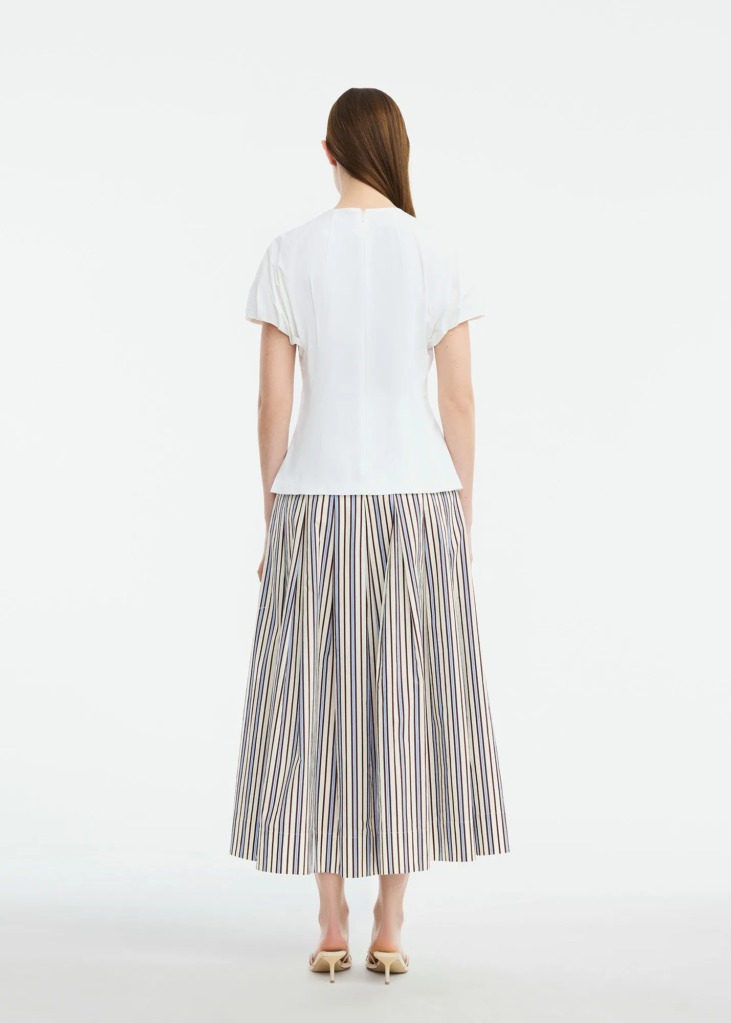 Floral Bead Embroidered Cotton Poplin Bubble Sleeve Top sold by Lela Rose product image thumbnail 3
