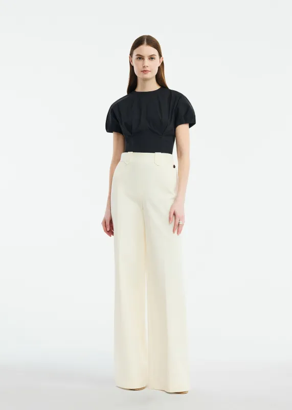 Cotton Poplin Bubble Sleeve Top made by Lela Rose