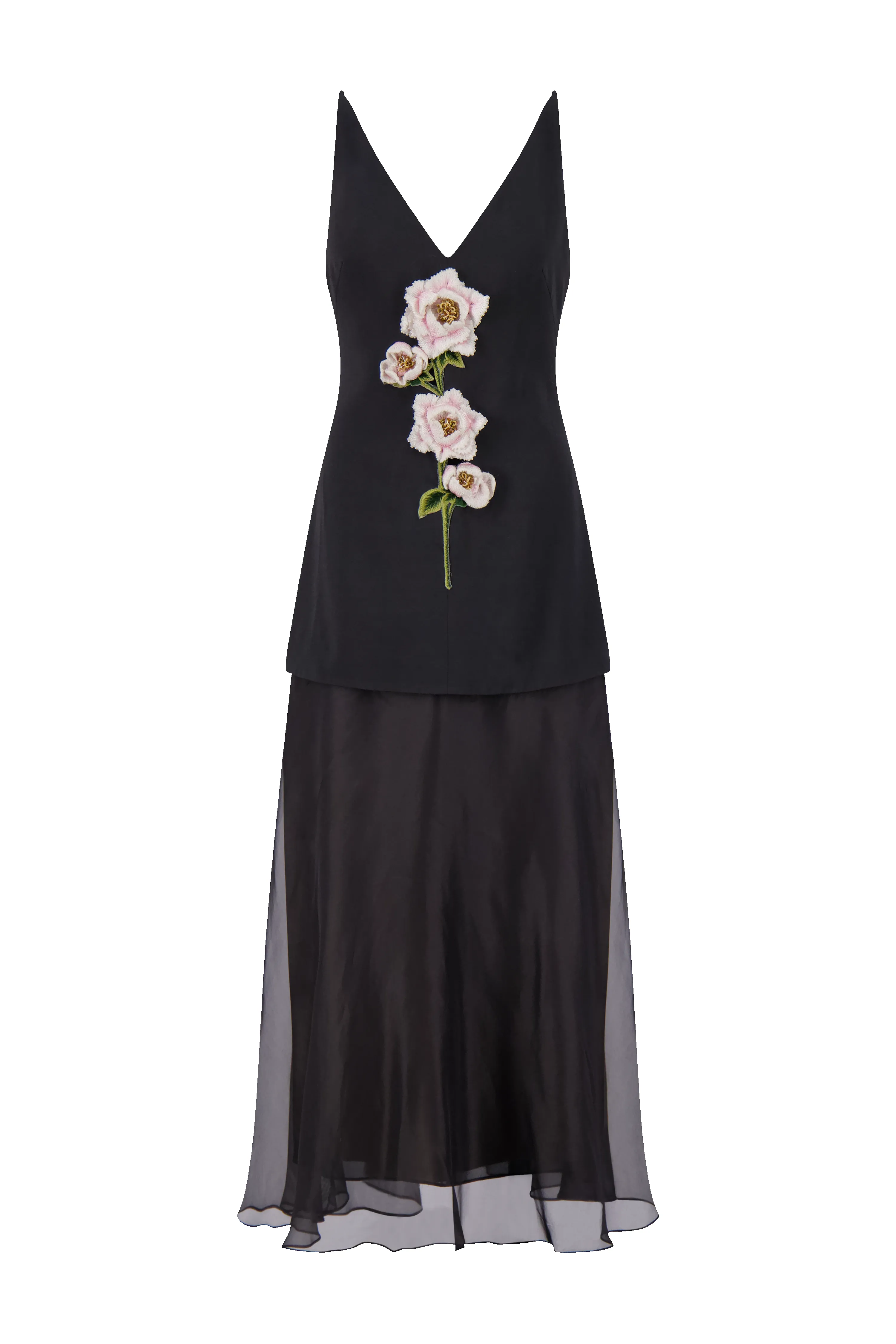 3D Peony Embroidered Faille V-Neck Dress sold by Lela Rose product image thumbnail 5