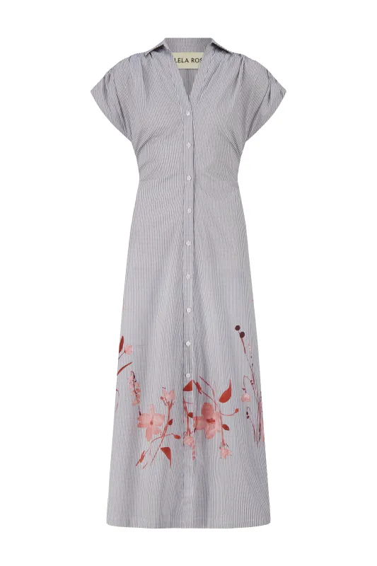Floral Striped Cotton Tie Waist Dress made by Lela Rose