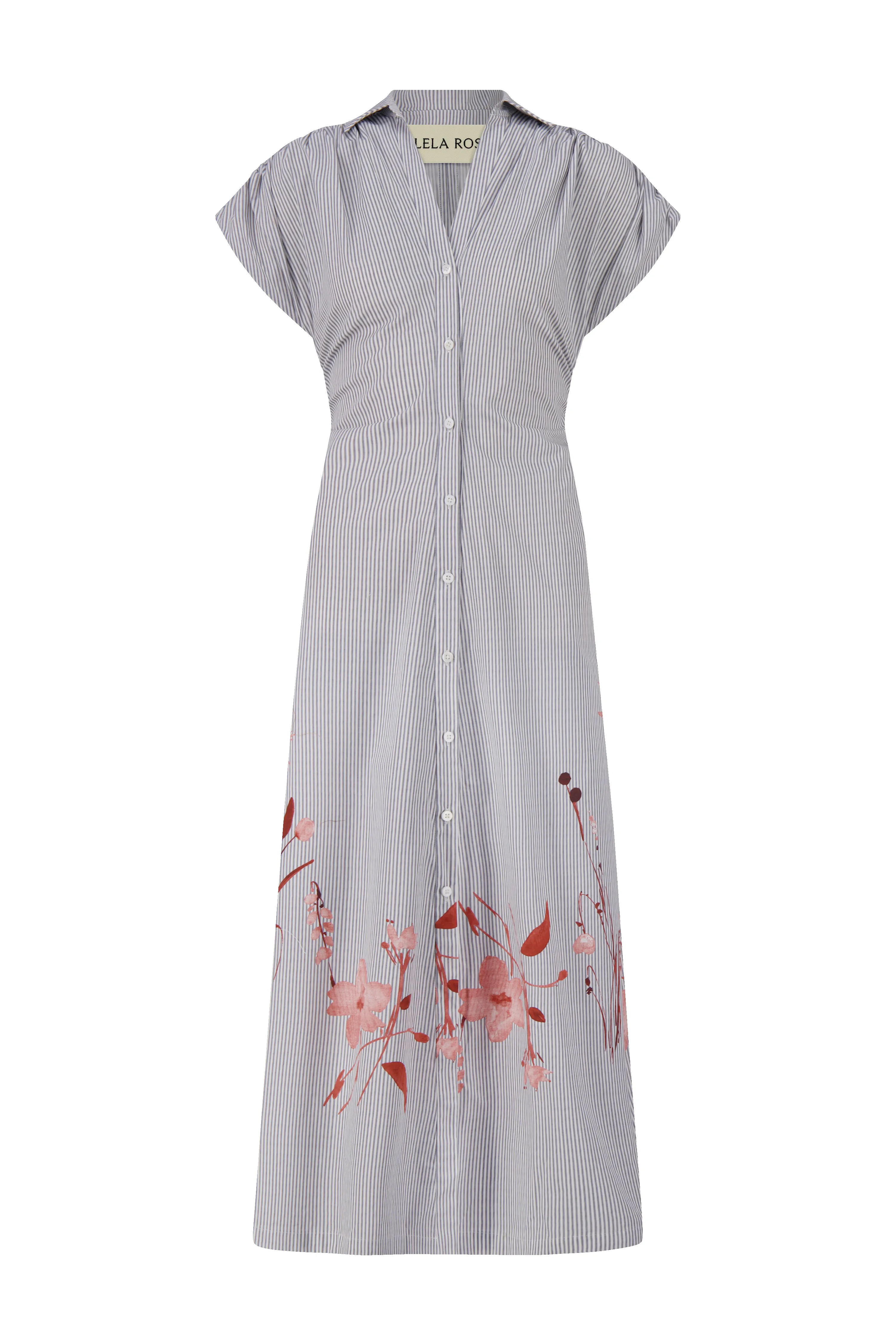 Floral Striped Cotton Tie Waist Dress sold by Lela Rose