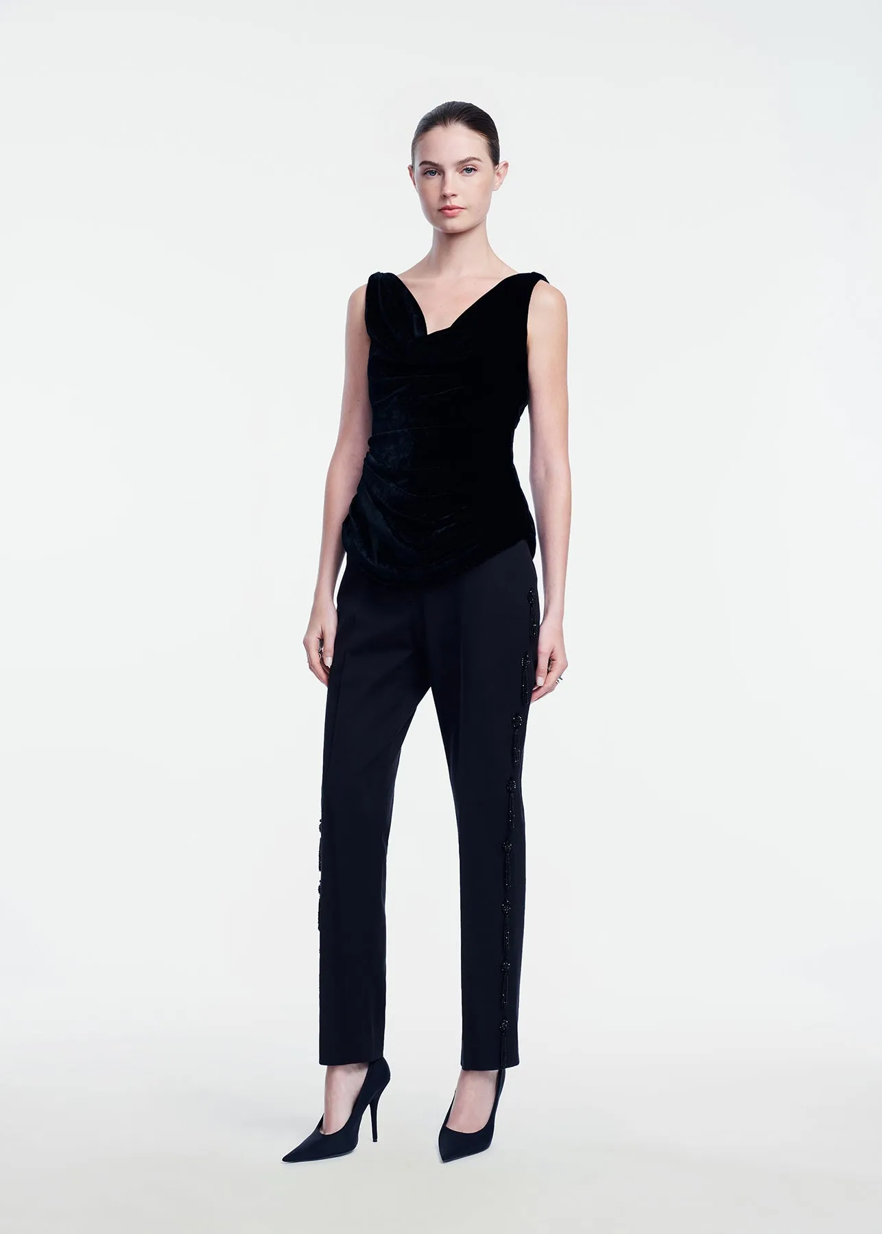 Tassel Embroidered Stretch Cotton Demi Pant sold by Lela Rose product image thumbnail 2