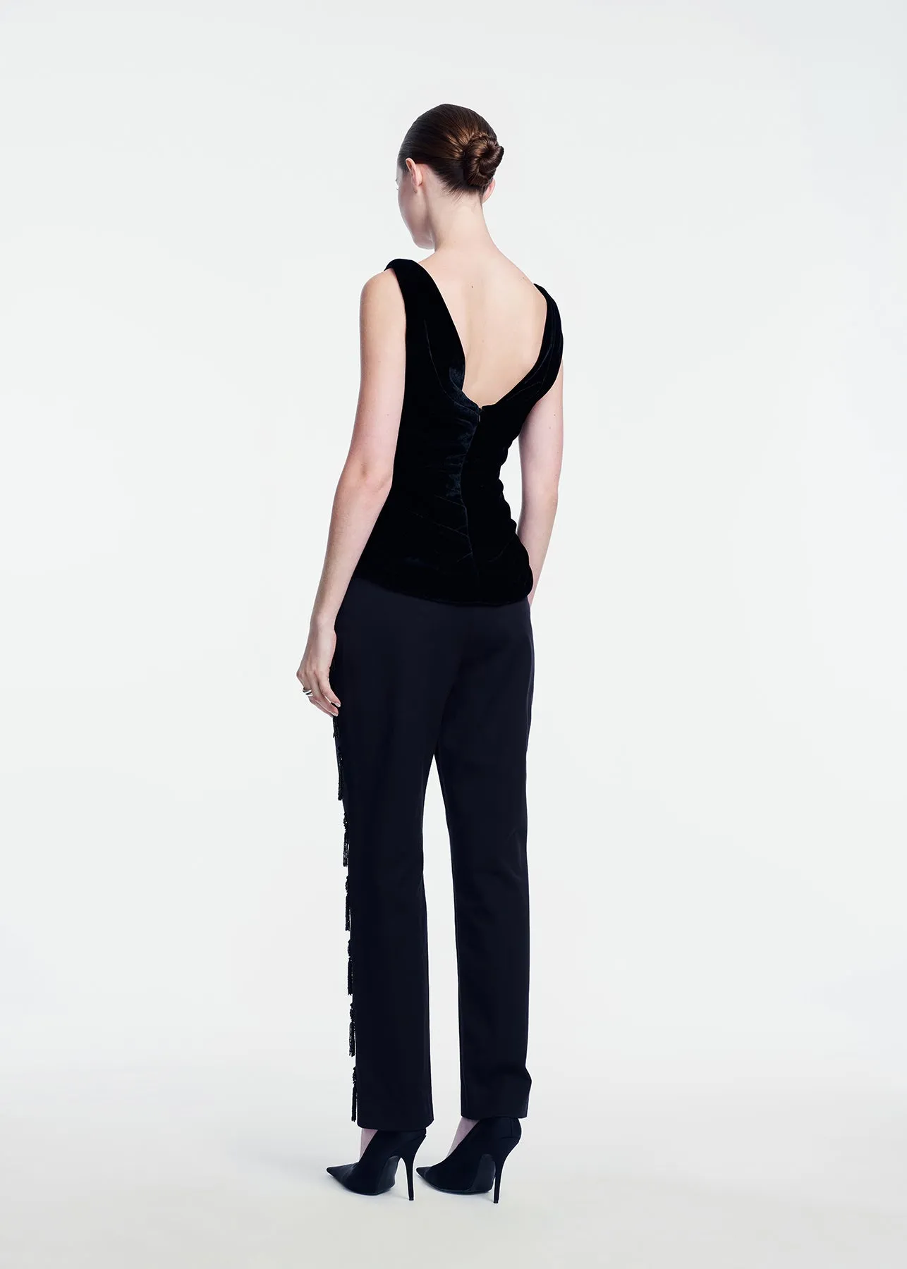 Tassel Embroidered Stretch Cotton Demi Pant sold by Lela Rose product image thumbnail 4