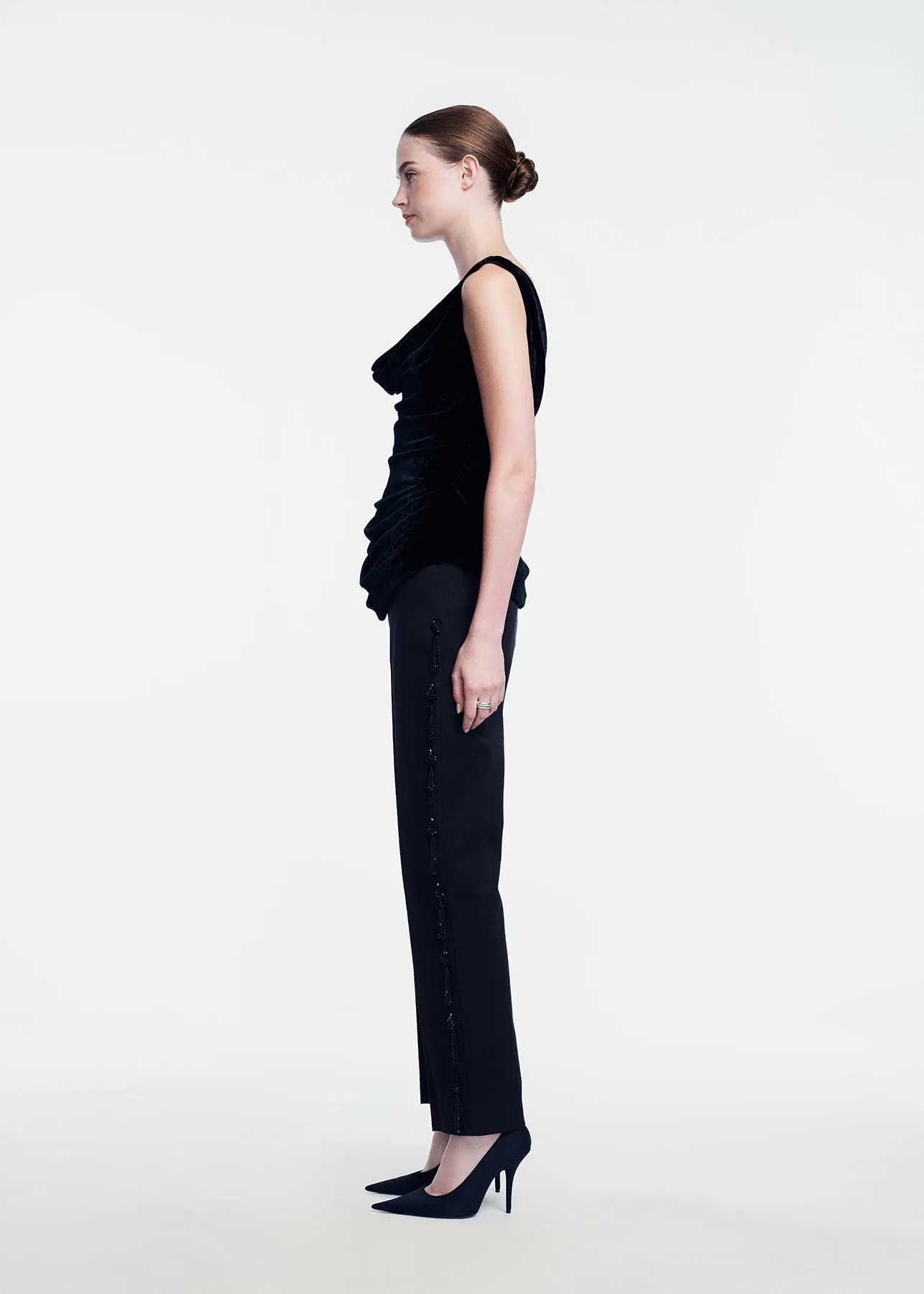 Tassel Embroidered Stretch Cotton Demi Pant sold by Lela Rose product image thumbnail 3