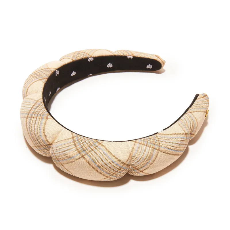 NATURAL PLAID PLAID SCALLOPED HEADBAND sold by Lele Sadoughi