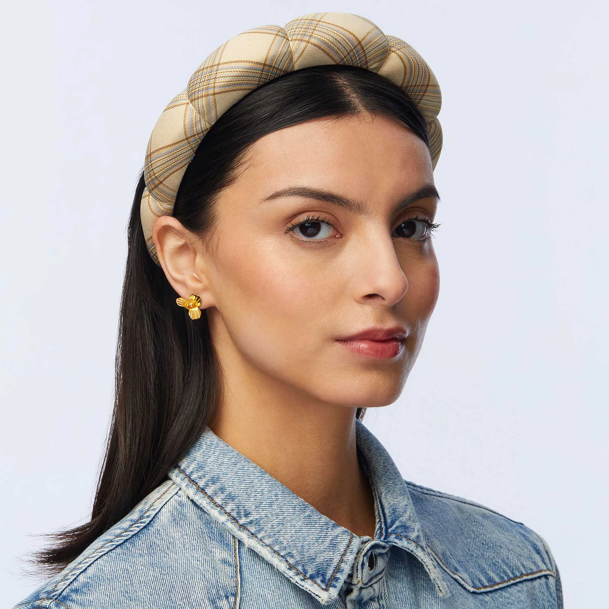 NATURAL PLAID PLAID SCALLOPED HEADBAND sold by Lele Sadoughi product image thumbnail 4