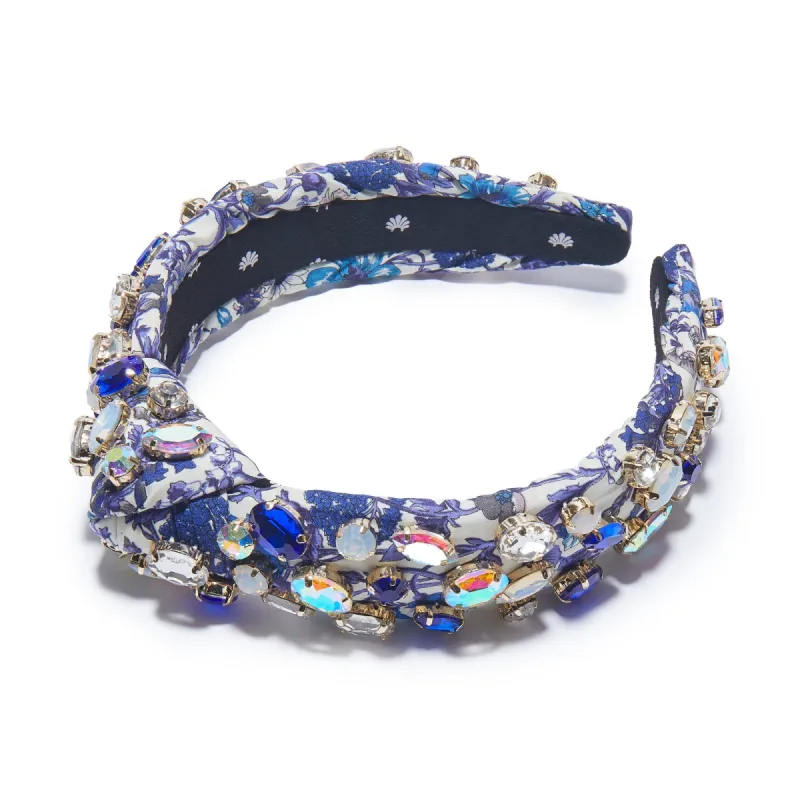 RACHEL FLORAL GLITTERING CRYSTAL SLIM KNOTTED HEADBAND sold by Lele Sadoughi