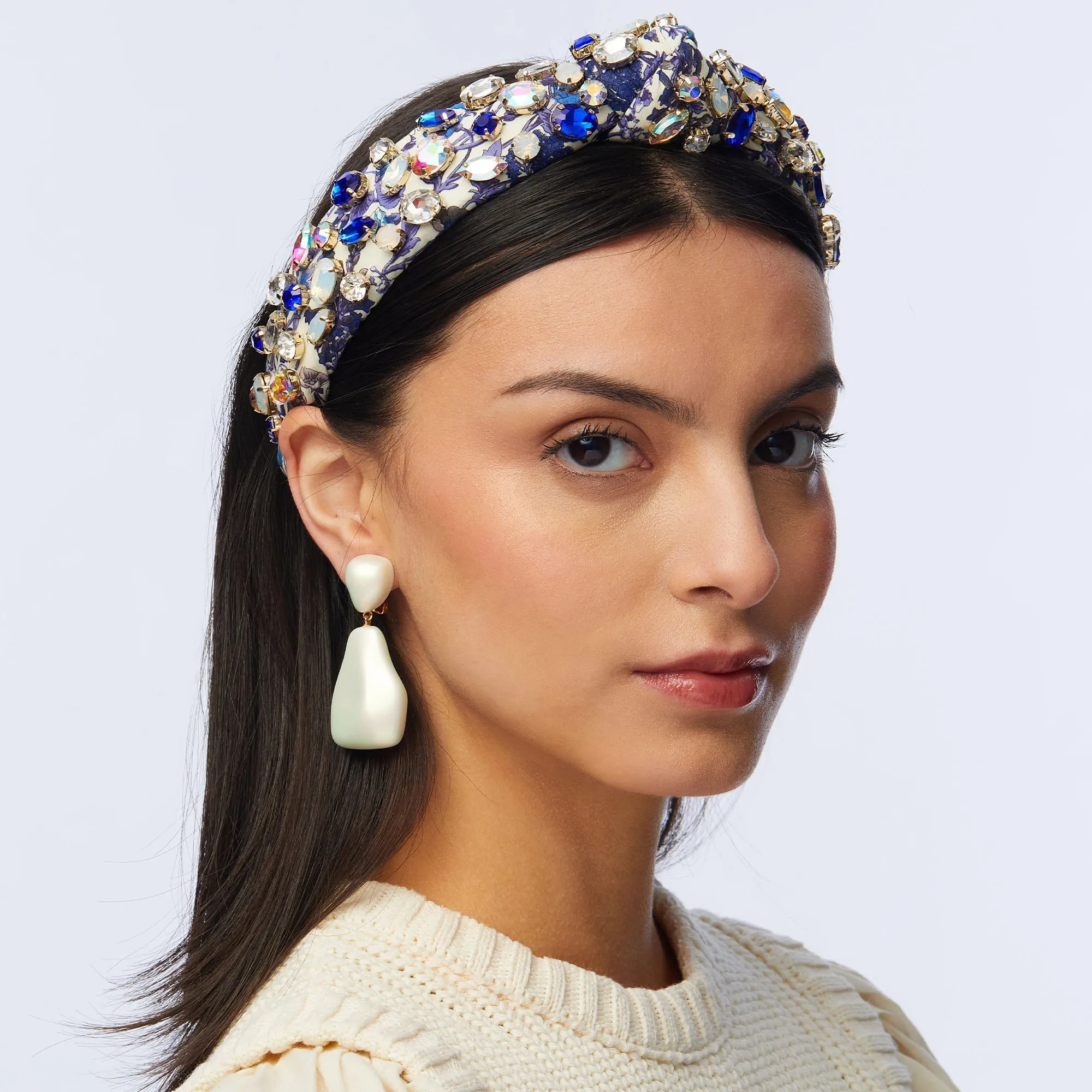 RACHEL FLORAL GLITTERING CRYSTAL SLIM KNOTTED HEADBAND sold by Lele Sadoughi product image thumbnail 2