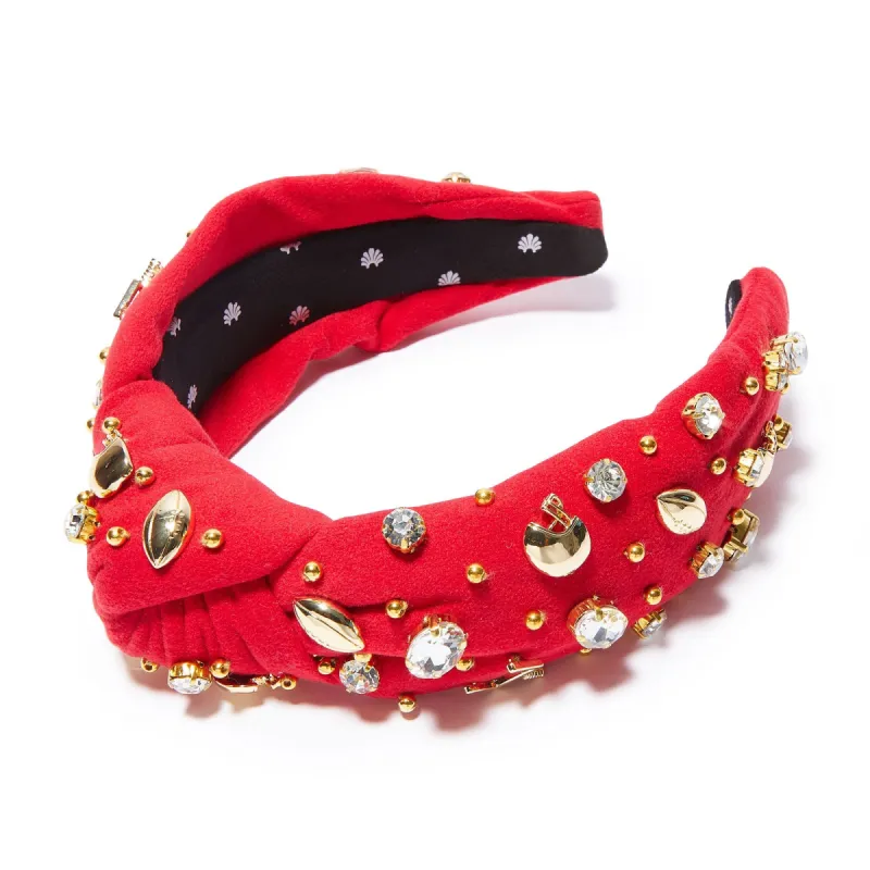 RED FOOTBALL KNOTTED HEADBAND sold by Lele Sadoughi