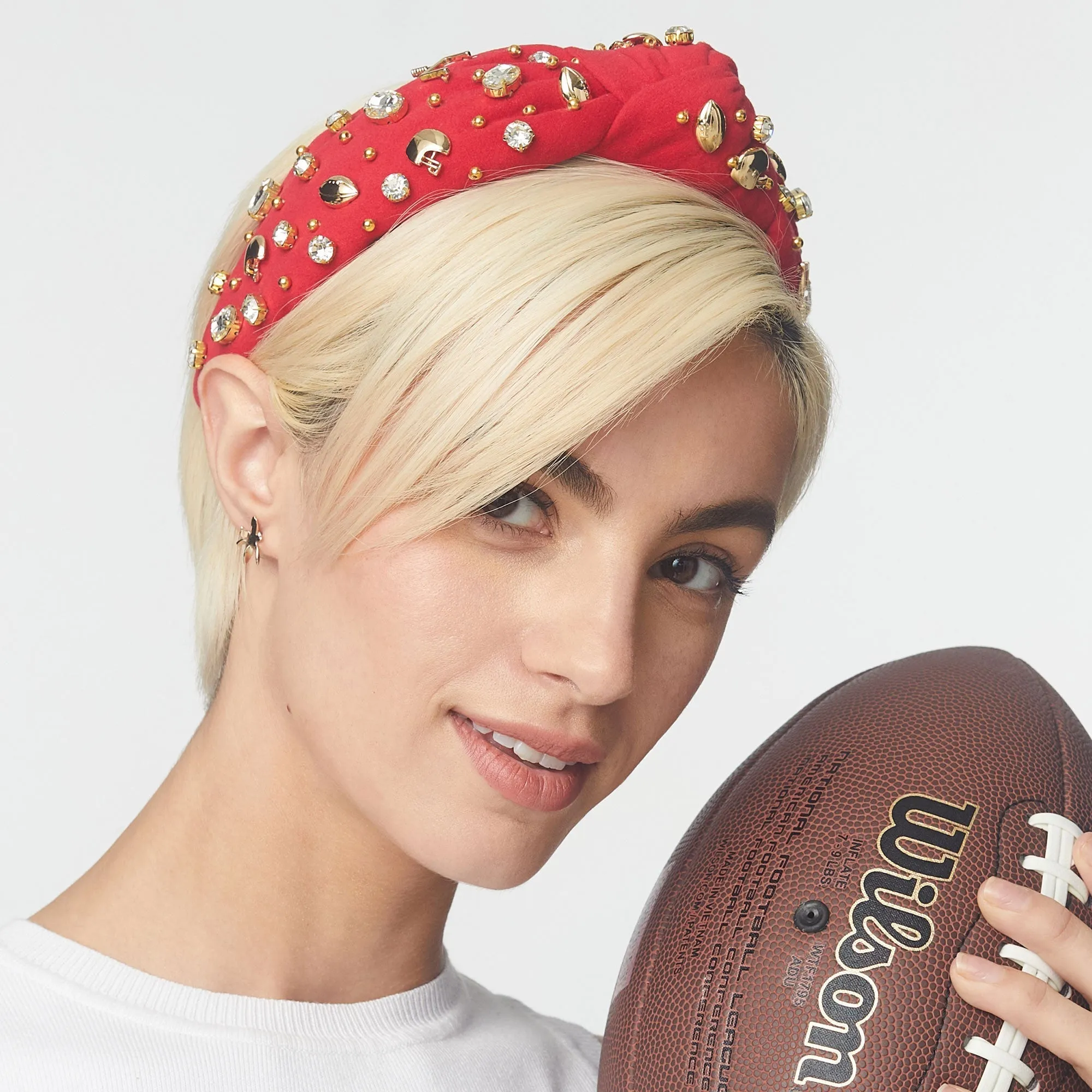 RED FOOTBALL KNOTTED HEADBAND sold by Lele Sadoughi product image thumbnail 4
