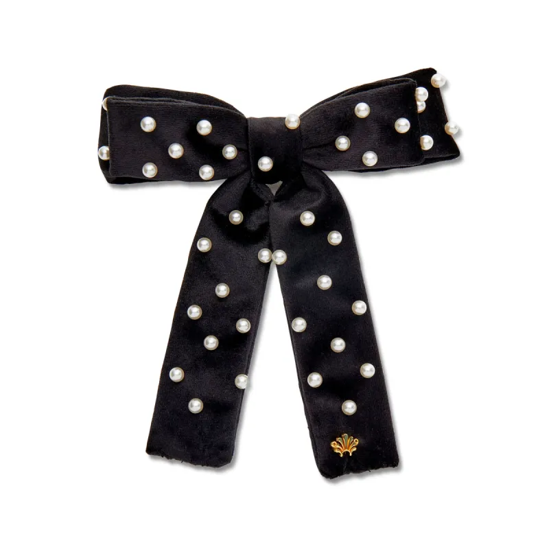 JET PEARL EMBELLISHED ANTOINETTE BOW BARRETTE sold by Lele Sadoughi
