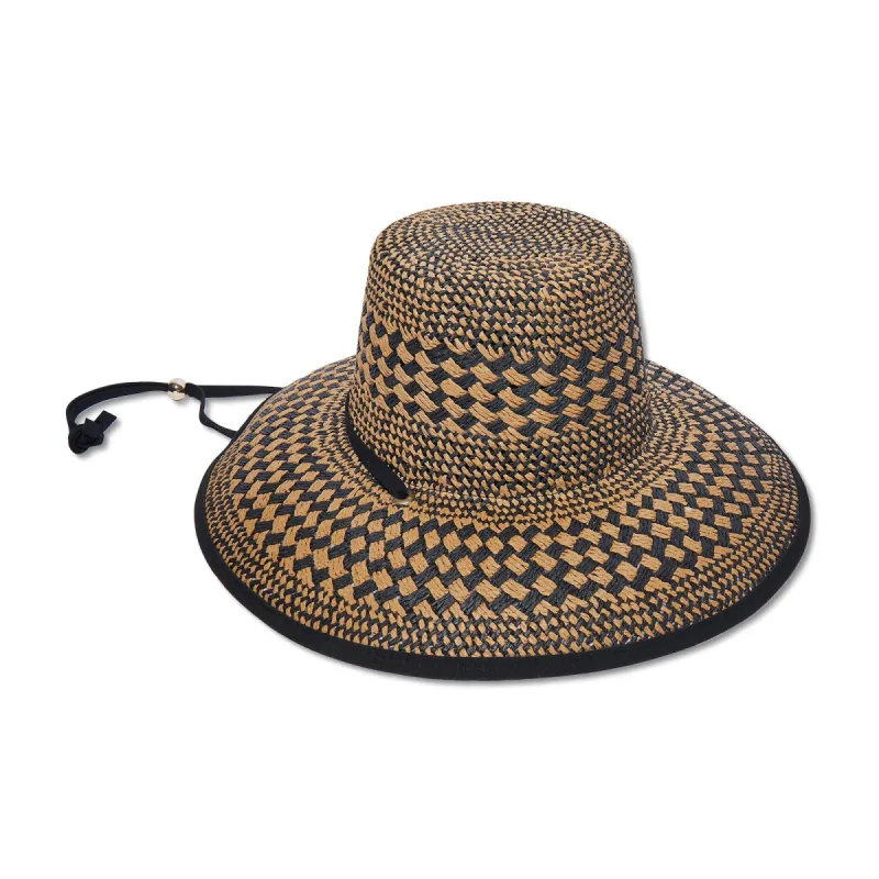 NEUTRAL NIGHT BRIELLE CHECKERED STRAW HAT sold by Lele Sadoughi