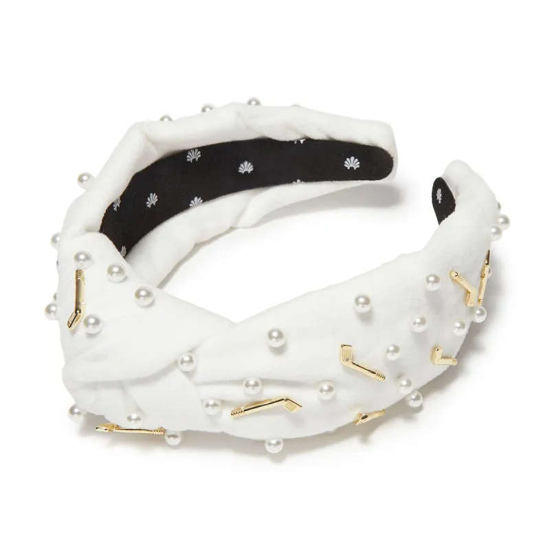 WHITE GOLF KNOTTED HEADBAND sold by Lele Sadoughi