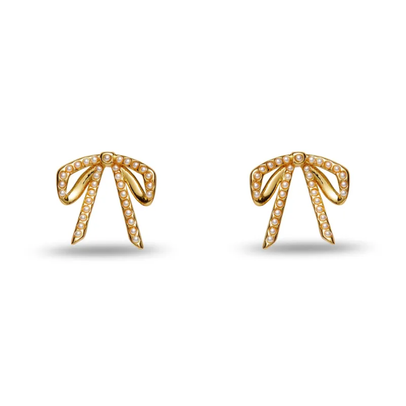 PEARL MINI BOW STUD EARRINGS sold by Lele Sadoughi