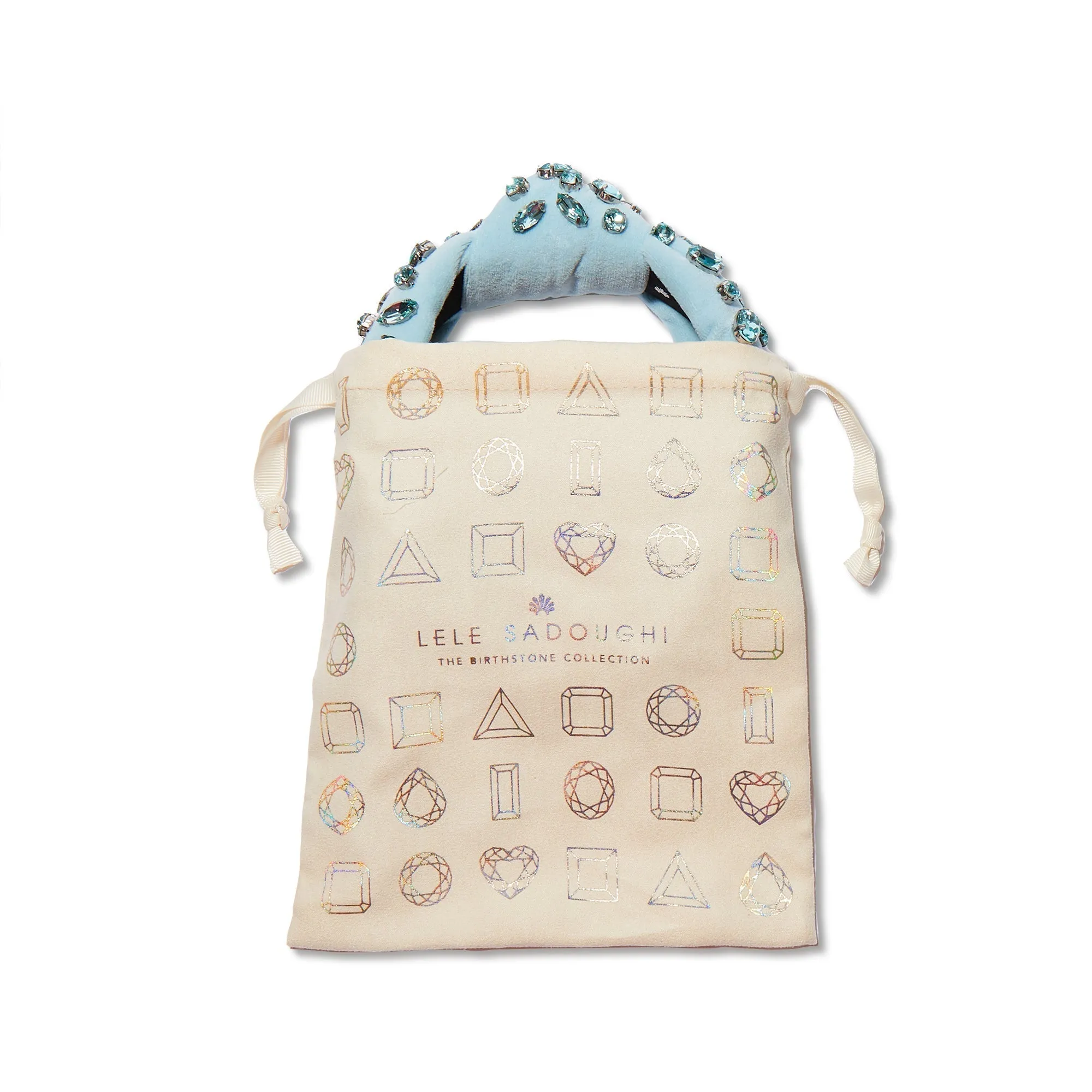 RUBY RECTANGLE CRYSTAL VELVET KNOTTED HEADBAND sold by Lele Sadoughi product image thumbnail 4