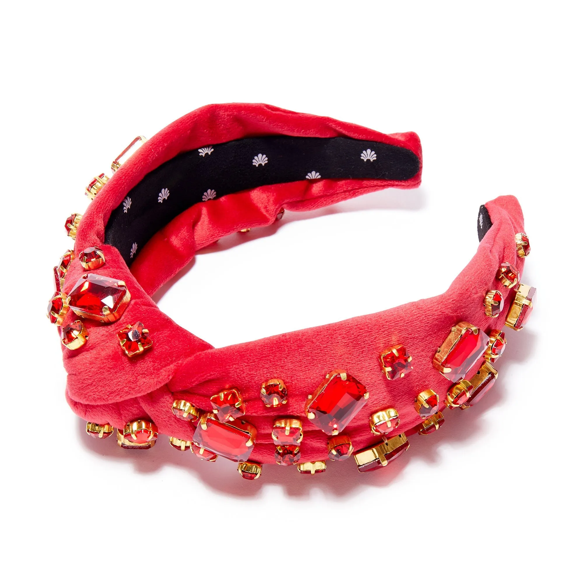 RUBY RECTANGLE CRYSTAL VELVET KNOTTED HEADBAND sold by Lele Sadoughi