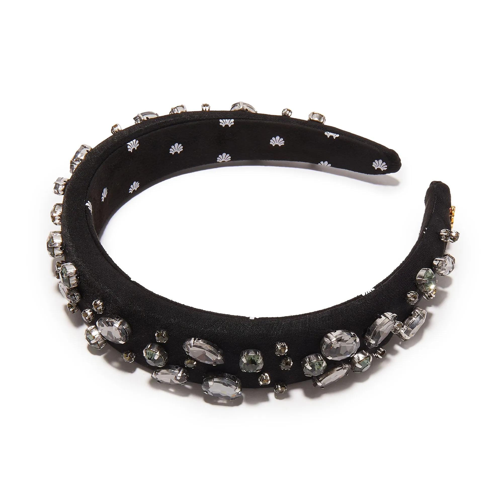 JET CRYSTAL EMBELLISHED ALICE HEADBAND sold by Lele Sadoughi