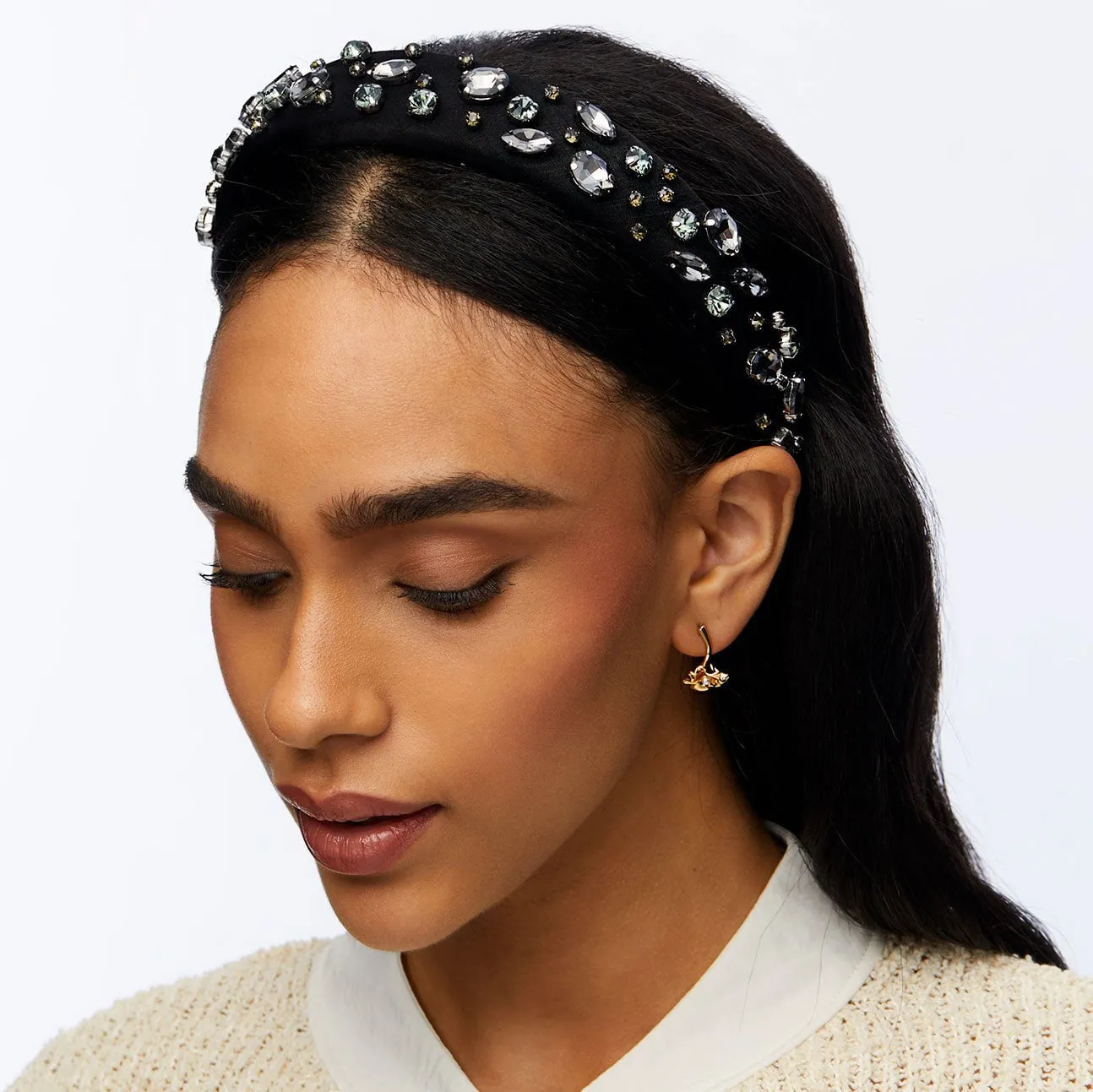 JET CRYSTAL EMBELLISHED ALICE HEADBAND sold by Lele Sadoughi product image thumbnail 2
