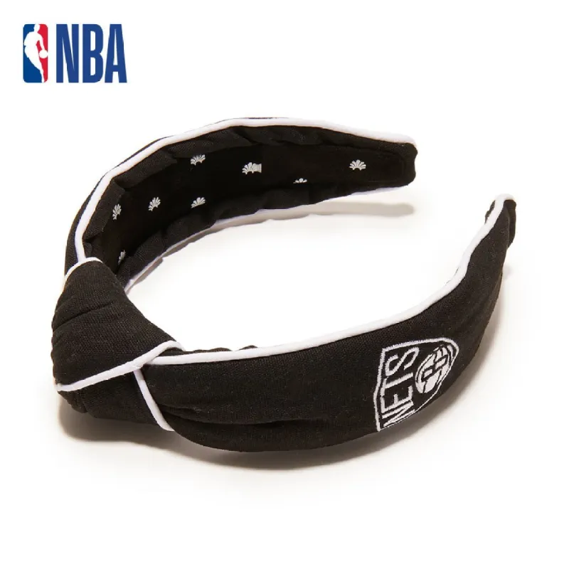 BROOKLYN NETS LELE SADOUGHI / NBA JET EMBROIDERED KNOTTED HEADBAND sold by Lele Sadoughi