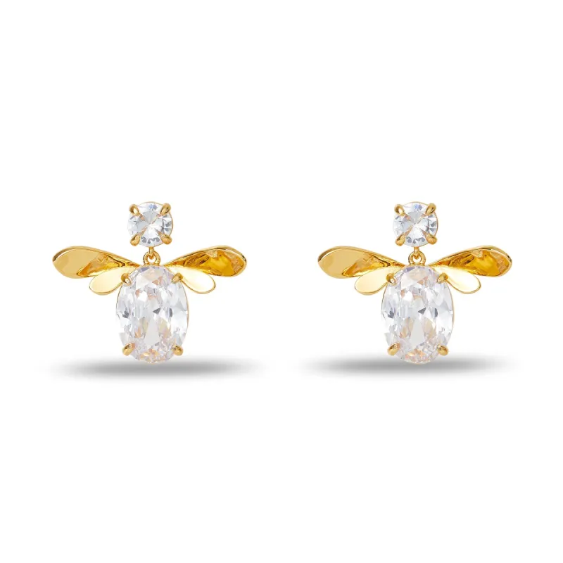 CRYSTAL HONEYBEE DROP EARRINGS sold by Lele Sadoughi