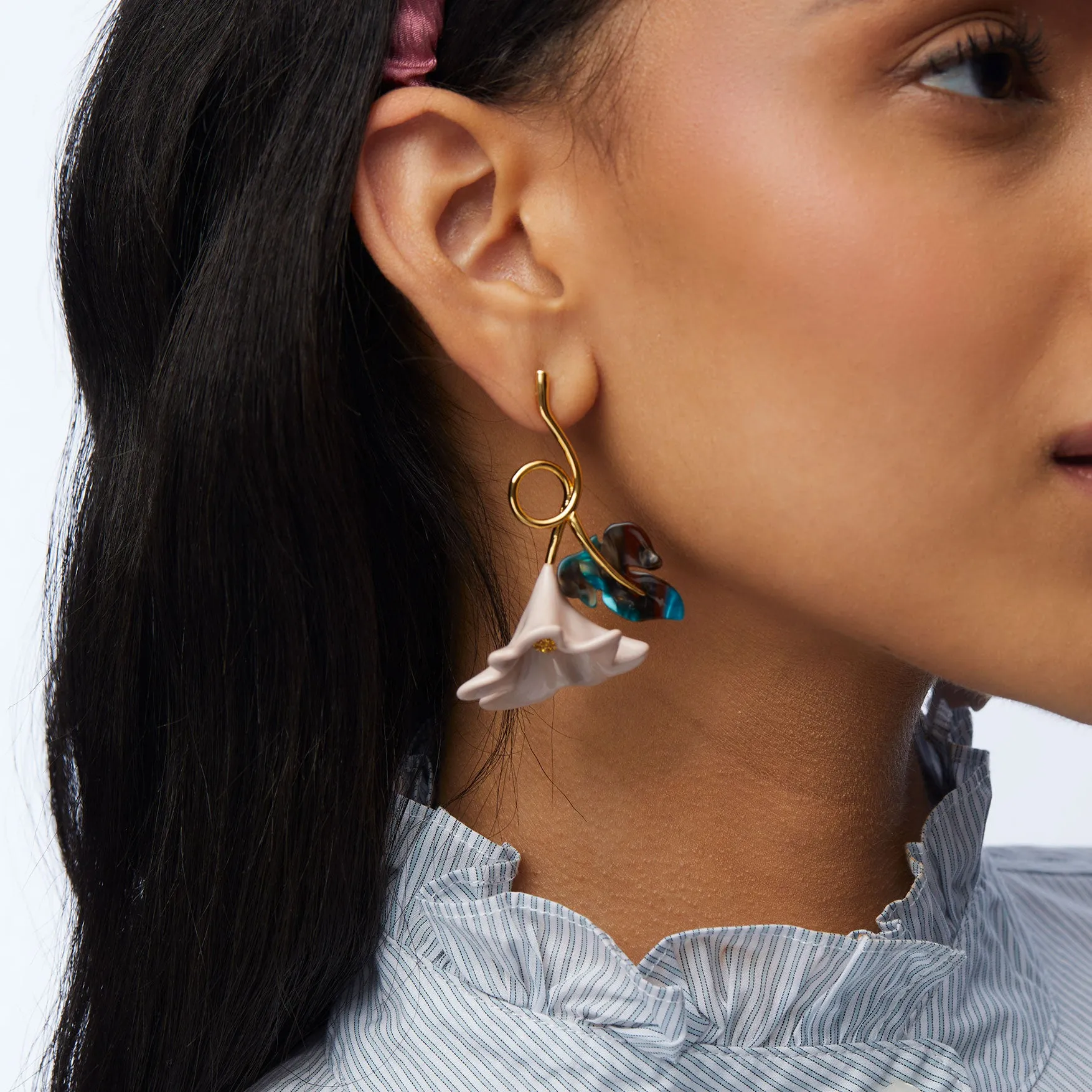 BLUSH RUFFLED LILY EARRINGS sold by Lele Sadoughi product image thumbnail 2