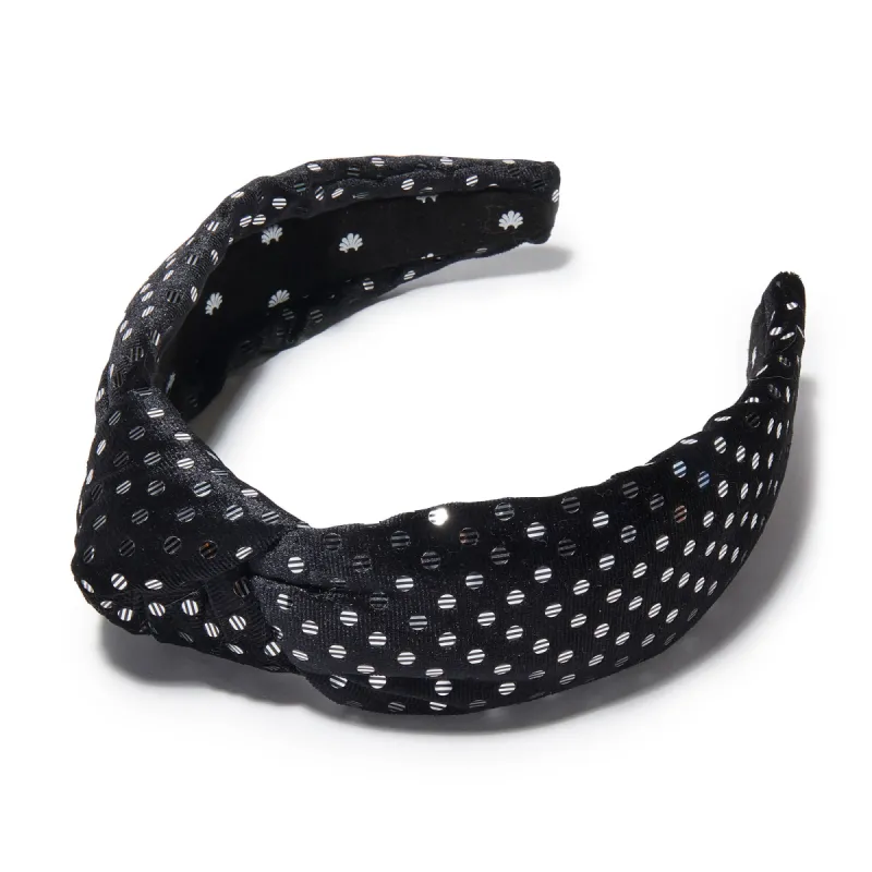 JET DOTTED VELVET KNOTTED HEADBAND sold by Lele Sadoughi