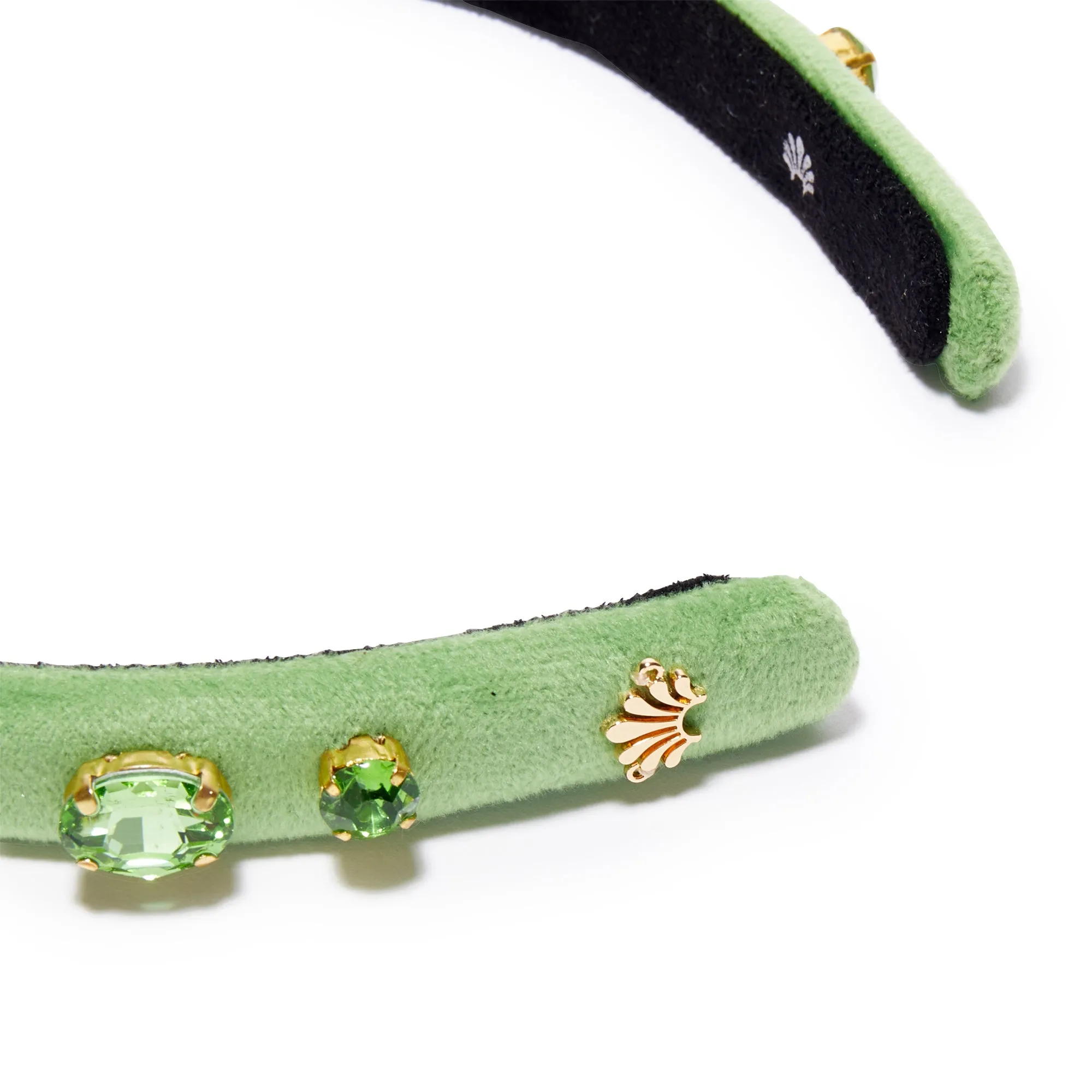 AUGUST PERIDOT OVAL CRYSTAL VELVET GIGI HEADBAND sold by Lele Sadoughi product image thumbnail 3