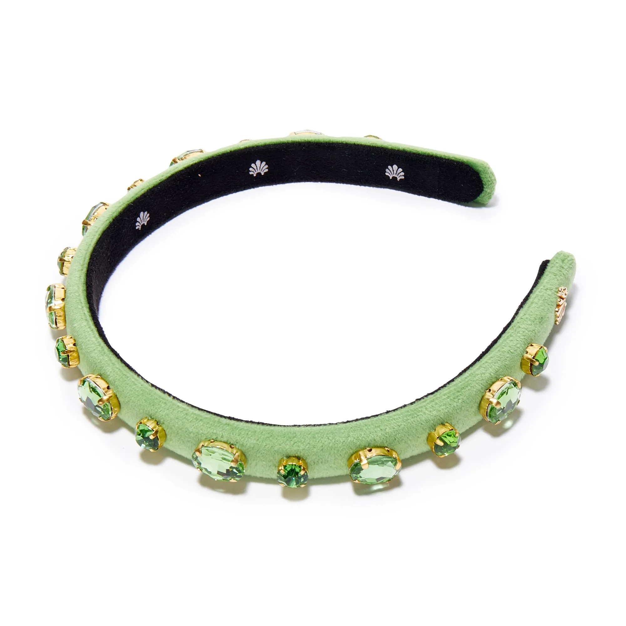 AUGUST PERIDOT OVAL CRYSTAL VELVET GIGI HEADBAND sold by Lele Sadoughi