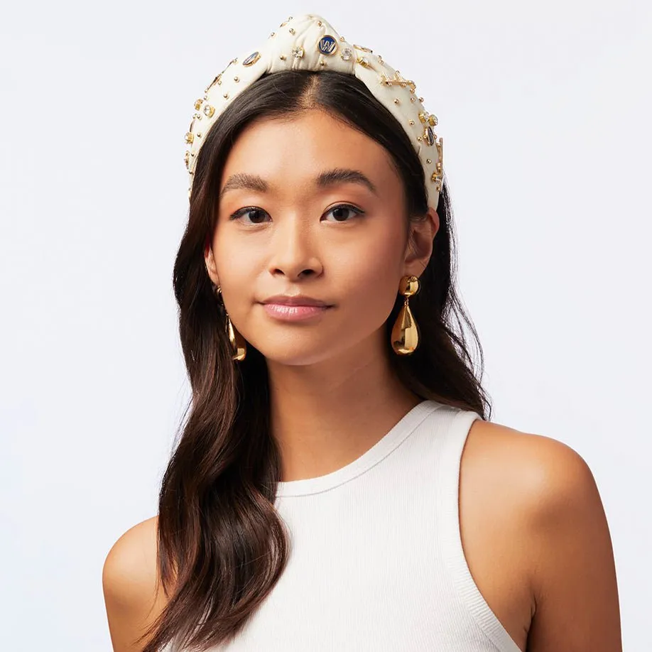 GOLDEN STATE WARRIORS LELE SADOUGHI / NBA IVORY EMBELLISHED KNOTTED HEADBAND sold by Lele Sadoughi product image thumbnail 2