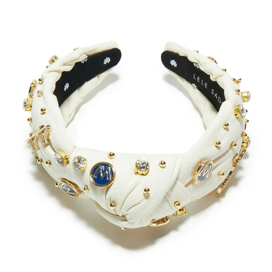 GOLDEN STATE WARRIORS LELE SADOUGHI / NBA IVORY EMBELLISHED KNOTTED HEADBAND sold by Lele Sadoughi product image thumbnail 5