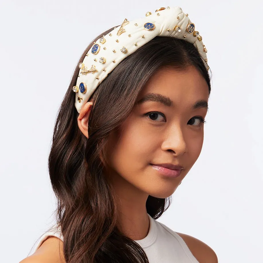 GOLDEN STATE WARRIORS LELE SADOUGHI / NBA IVORY EMBELLISHED KNOTTED HEADBAND sold by Lele Sadoughi product image thumbnail 4
