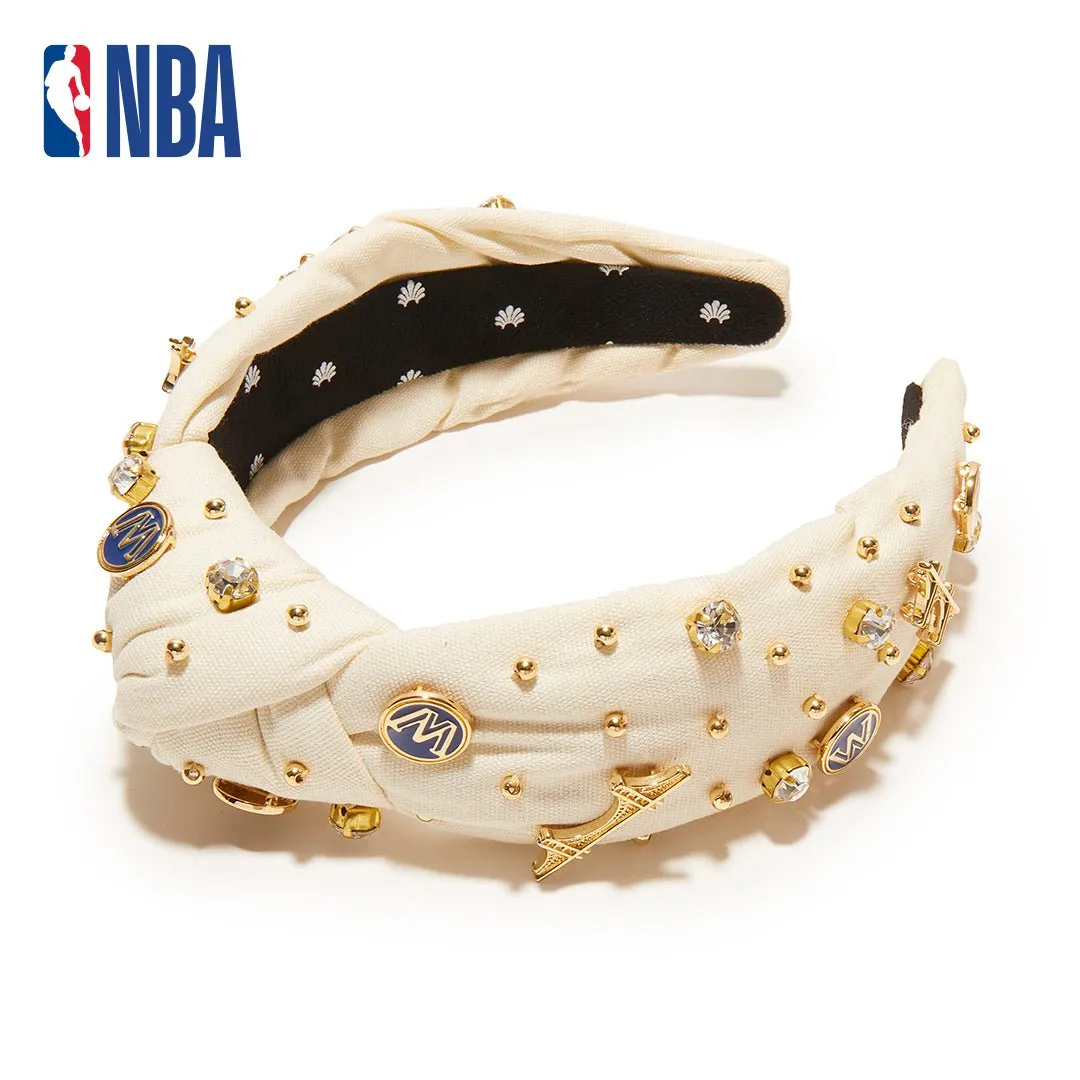 GOLDEN STATE WARRIORS LELE SADOUGHI / NBA IVORY EMBELLISHED KNOTTED HEADBAND sold by Lele Sadoughi