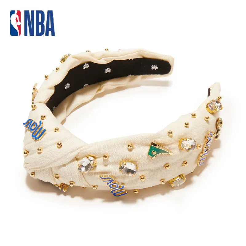 DALLAS MAVERICKS LELE SADOUGHI / NBA IVORY EMBELLISHED KNOTTED HEADBAND sold by Lele Sadoughi