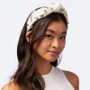 DALLAS MAVERICKS LELE SADOUGHI / NBA IVORY EMBELLISHED KNOTTED HEADBAND sold by Lele Sadoughi