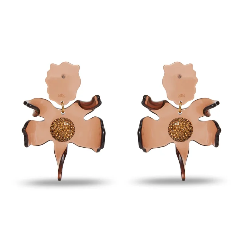 ROOTBEER CRYSTAL LILY EARRINGS sold by Lele Sadoughi