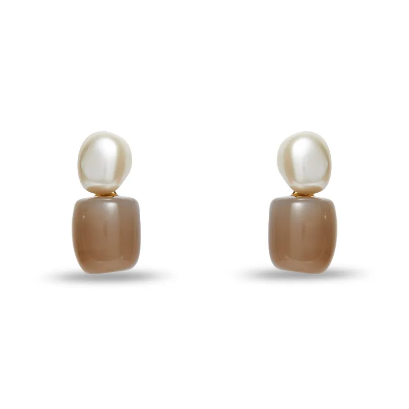 CHARCOAL PEBBLE STUD EARRINGS sold by Lele Sadoughi