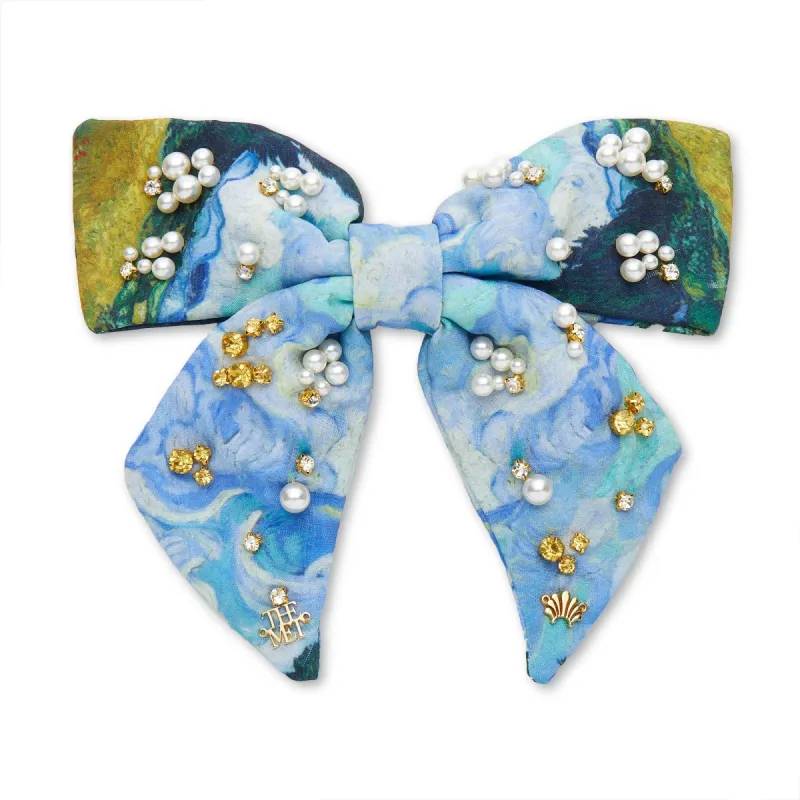 WHEAT FIELDS THE MET X LELE VAN GOGH PRINTED BOW BARRETTE sold by Lele Sadoughi