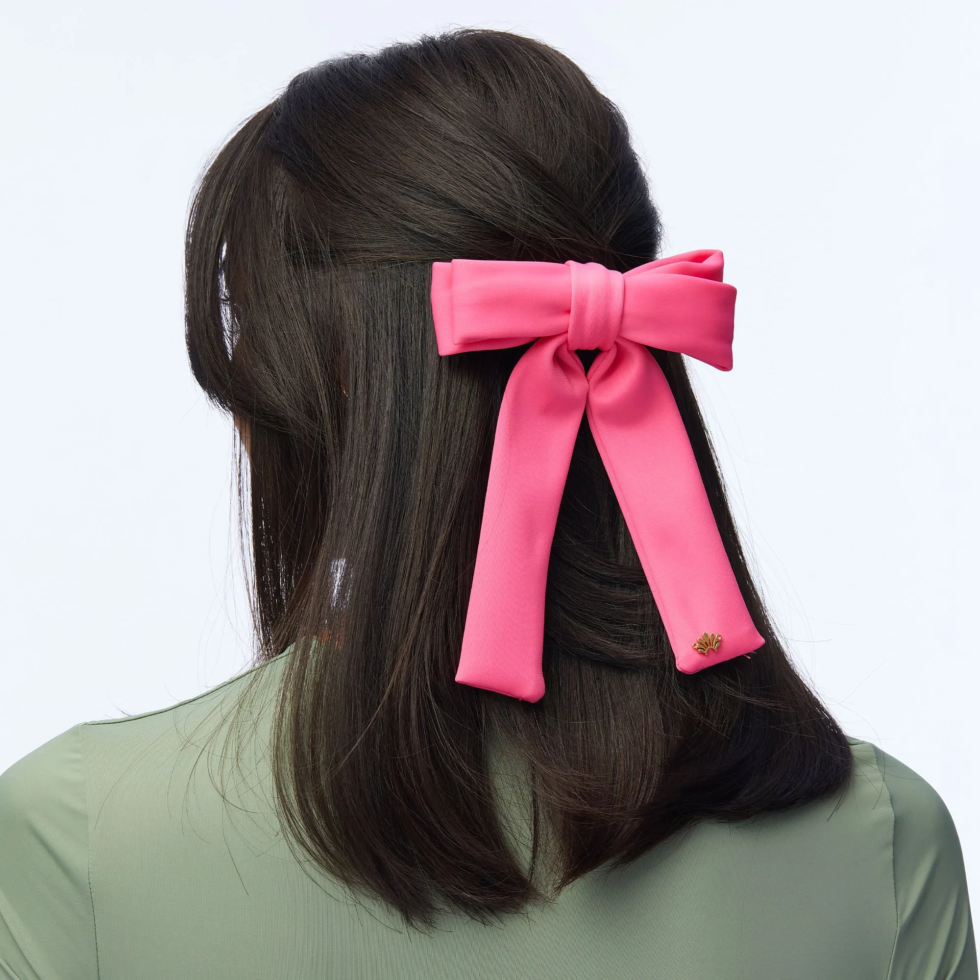 APRICOT NEOPRENE ANTOINETTE BOW BARRETTE sold by Lele Sadoughi product image thumbnail 2