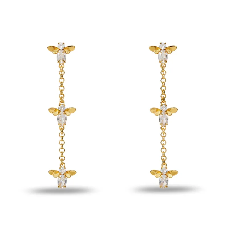 CRYSTAL HONEYBEE LINEAR EARRINGS sold by Lele Sadoughi