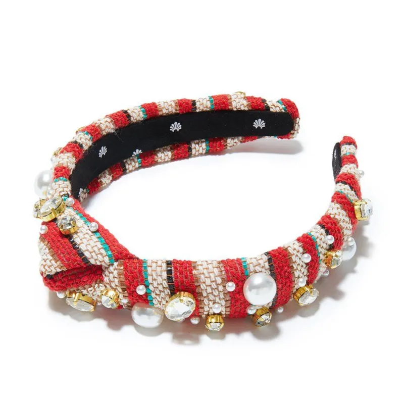 SANDY BEACH PEARL AND CRYSTAL SLIM KNOTTED HEADBAND sold by Lele Sadoughi