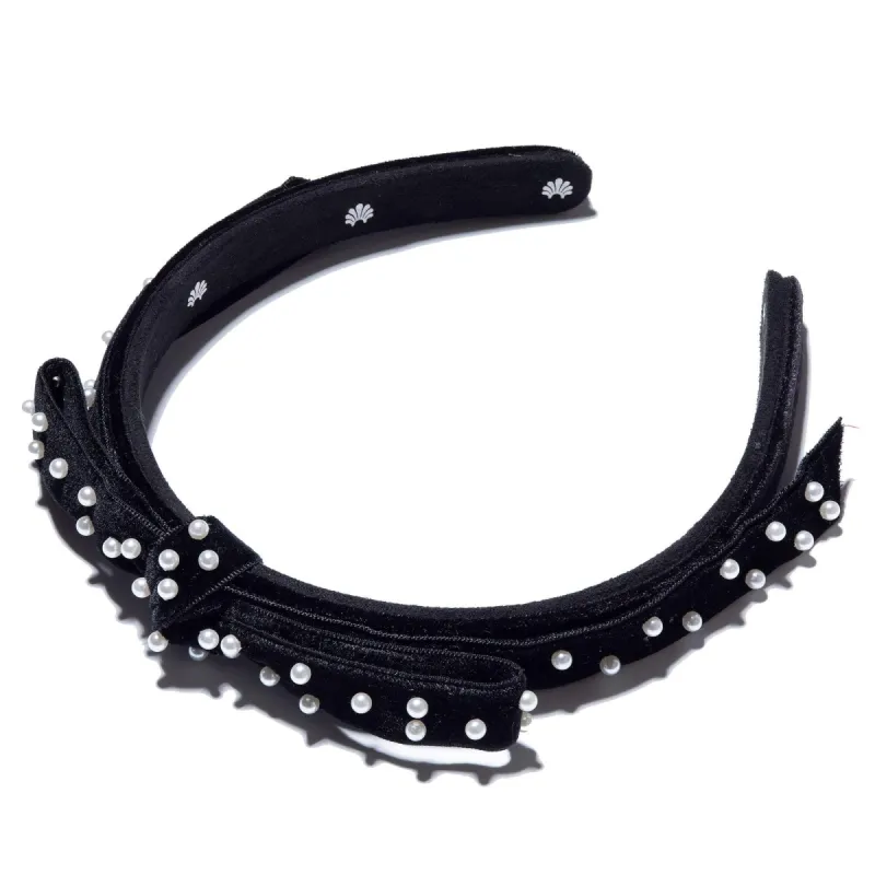 JET PEARL BARDOT RIBBON HEADBAND sold by Lele Sadoughi