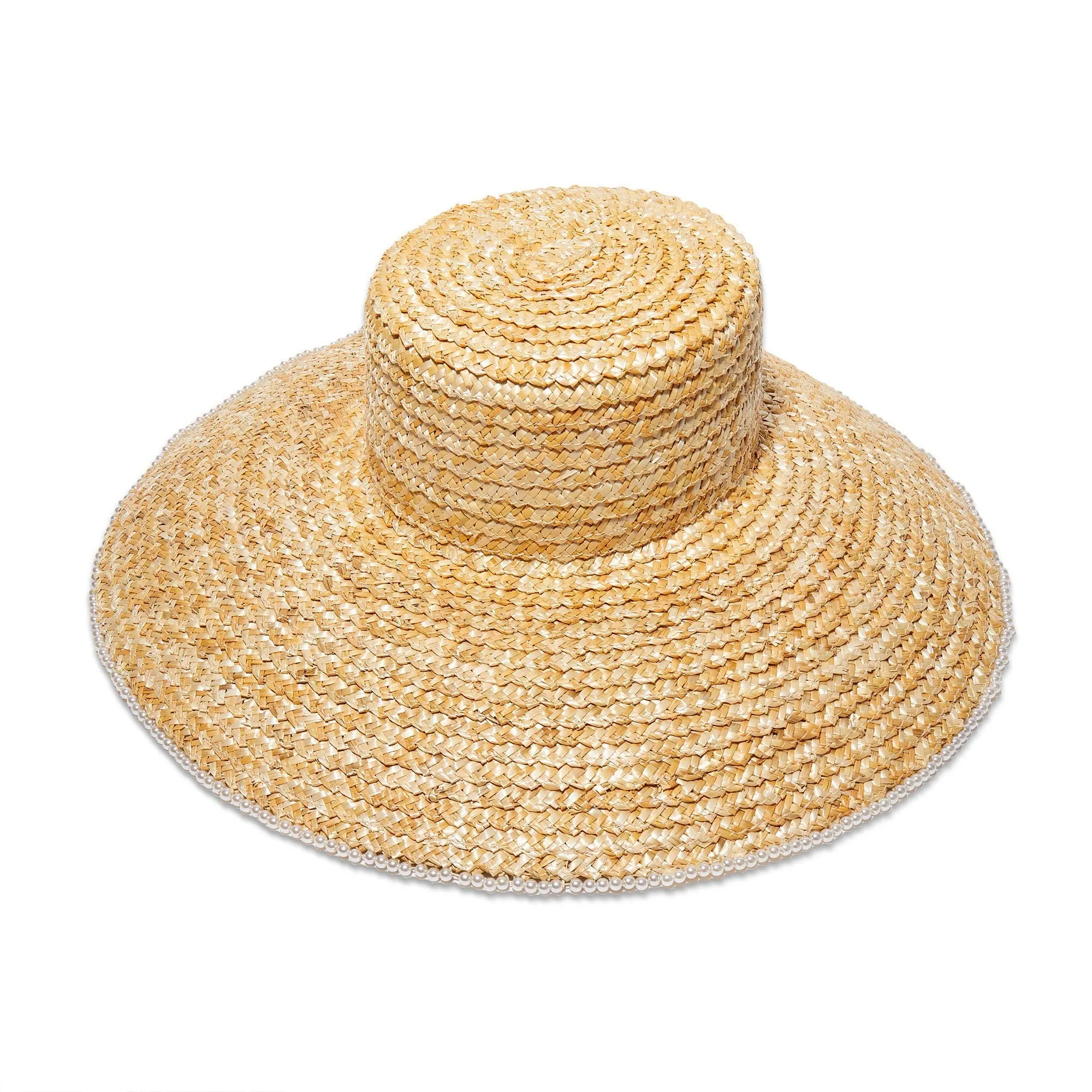 NATURAL PEARL EDGE STRAW HAT sold by Lele Sadoughi