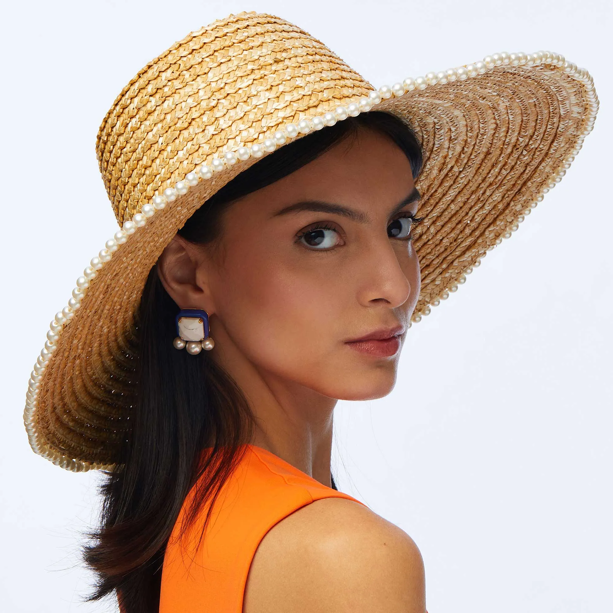 NATURAL PEARL EDGE STRAW HAT sold by Lele Sadoughi product image thumbnail 2