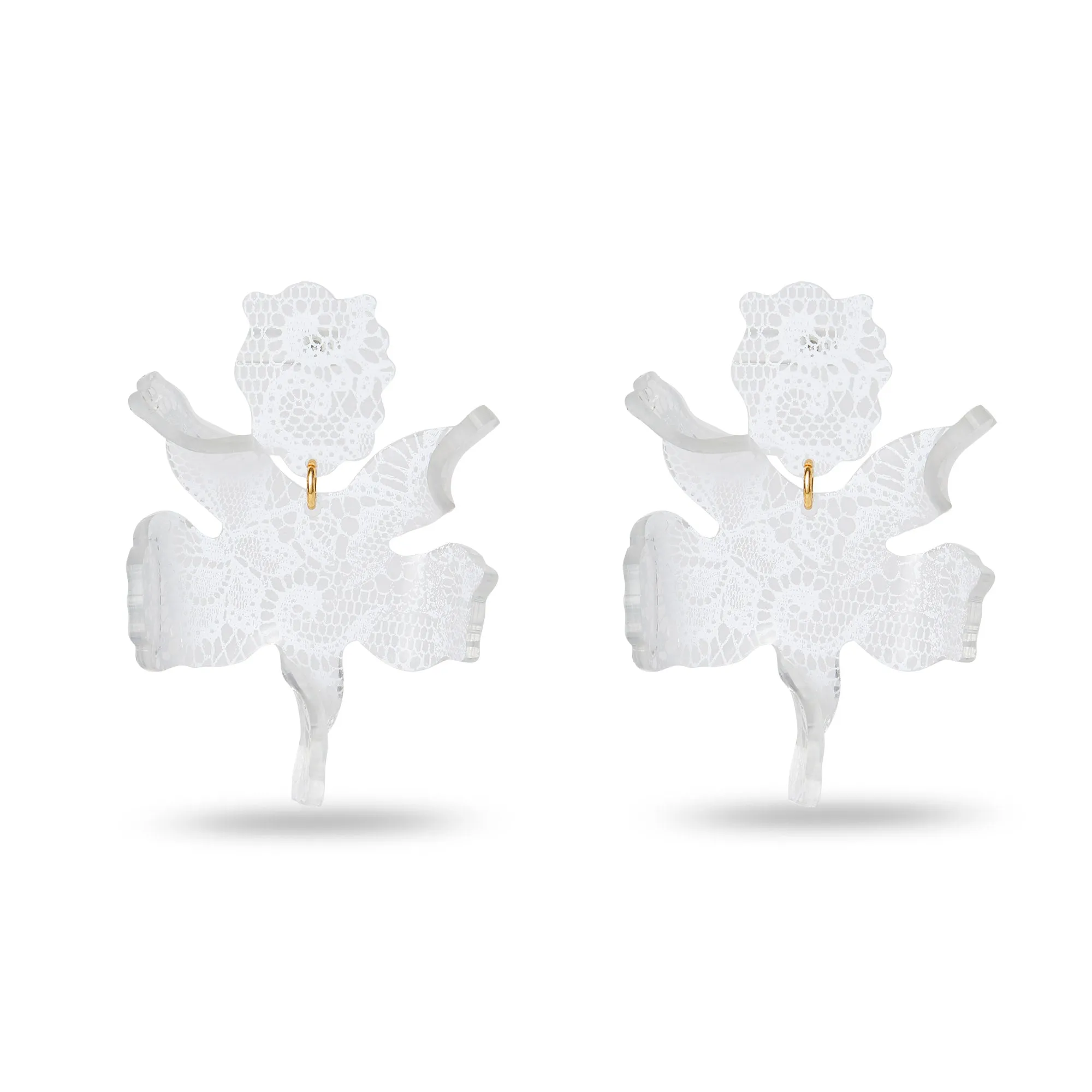 IVORY VINTAGE LACE PAPER LILY EARRINGS sold by Lele Sadoughi