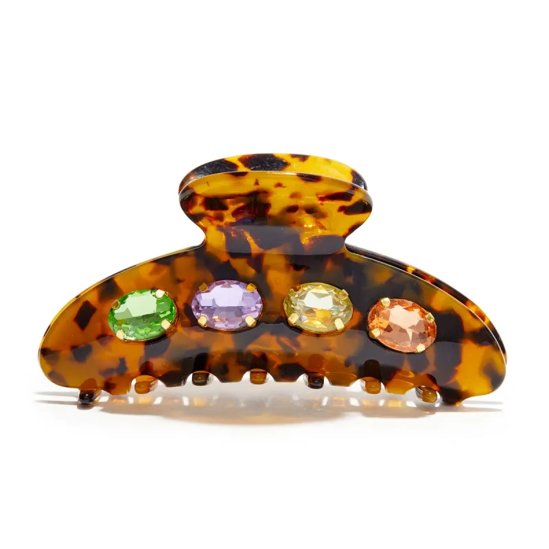 TORTOISE LARGE CRYSTAL CLAW CLIP sold by Lele Sadoughi