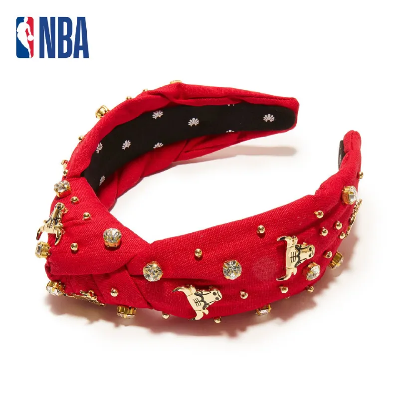 CHICAGO BULLS LELE SADOUGHI / NBA RED EMBELLISHED KNOTTED HEADBAND sold by Lele Sadoughi