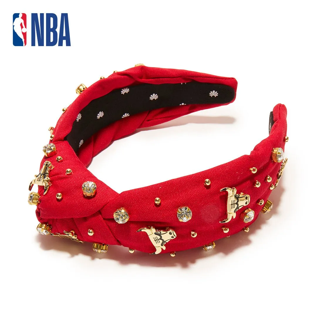 CHICAGO BULLS LELE SADOUGHI / NBA RED EMBELLISHED KNOTTED HEADBAND sold by Lele Sadoughi