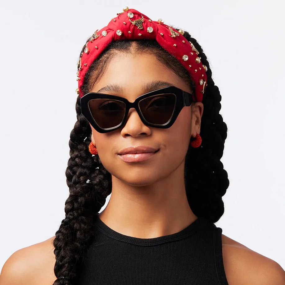 CHICAGO BULLS LELE SADOUGHI / NBA RED EMBELLISHED KNOTTED HEADBAND sold by Lele Sadoughi product image thumbnail 4