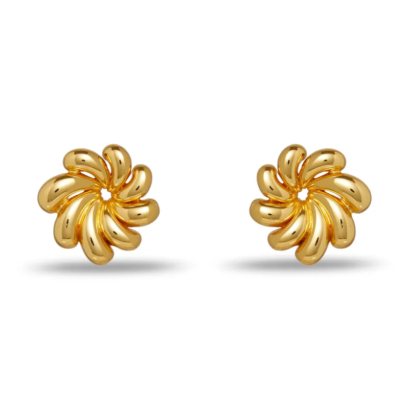 GOLD PINWHEEL FLOWER BUTTON EARRINGS sold by Lele Sadoughi