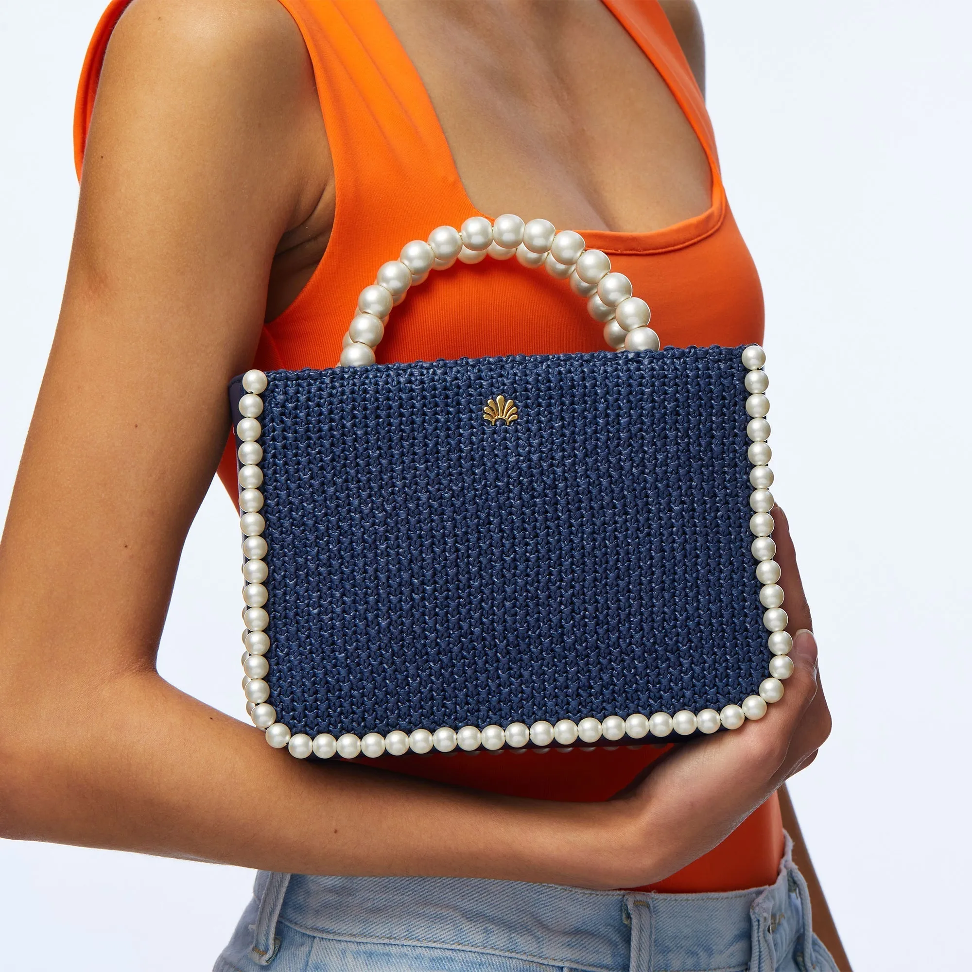 NAVY MAYA MINI TOTE sold by Lele Sadoughi product image thumbnail 2